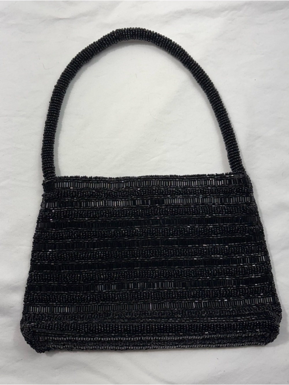K.C. Malhan Vintage 80s Black Beaded Small Shoulder Bag Sequin Whimsigoth Formal - Picture 4 of 7